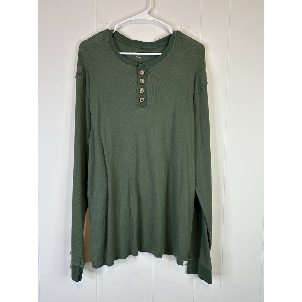 Burt's Bees Baby Men Size XL Waffle Weave Thermal Organic Cotton Green 238